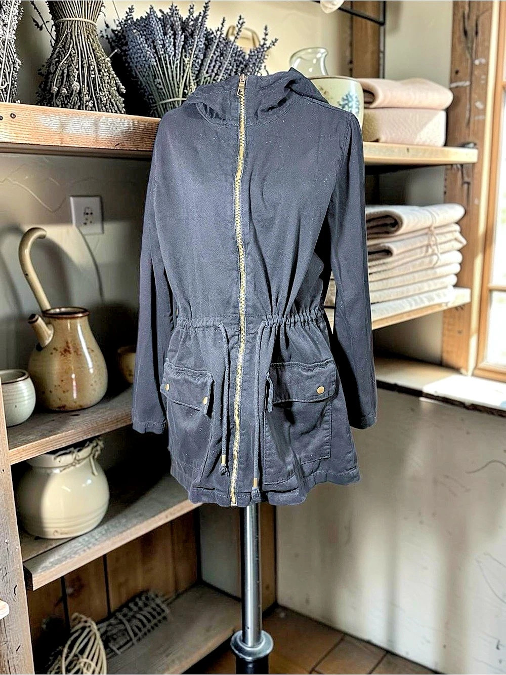 Old Navy Utility Hooded Jacket Black Size Medium